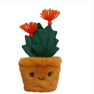 NWT FAO Schwarz Sparklers Cactus Plush Orange Flowers Plant 7 Inch